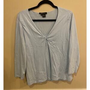 Womens XL Baby Blue ETCETERA Knit Long Sleeve Blouse NWT